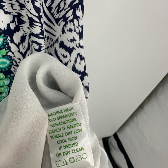 Lilly Pulitzer dress women xxs blue green white florin v-neck summer casual nwt - Picture 9 of 10